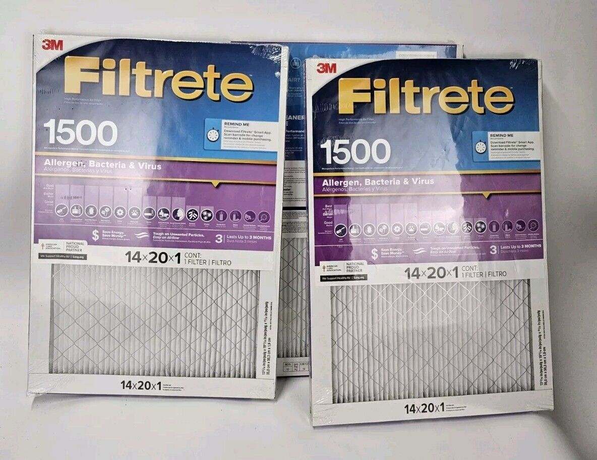 3M Filtrete  14x20x1 MPR 1500 Advanced Allergen *(LOT OF 3)*