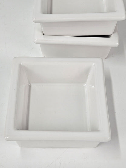 Lot of 3 Food Network WHITE SQUARE Desert Bowls 4" x 2"