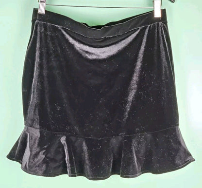 Express Black Velvet Ruffle Tiered Mini Skirt Size Medium