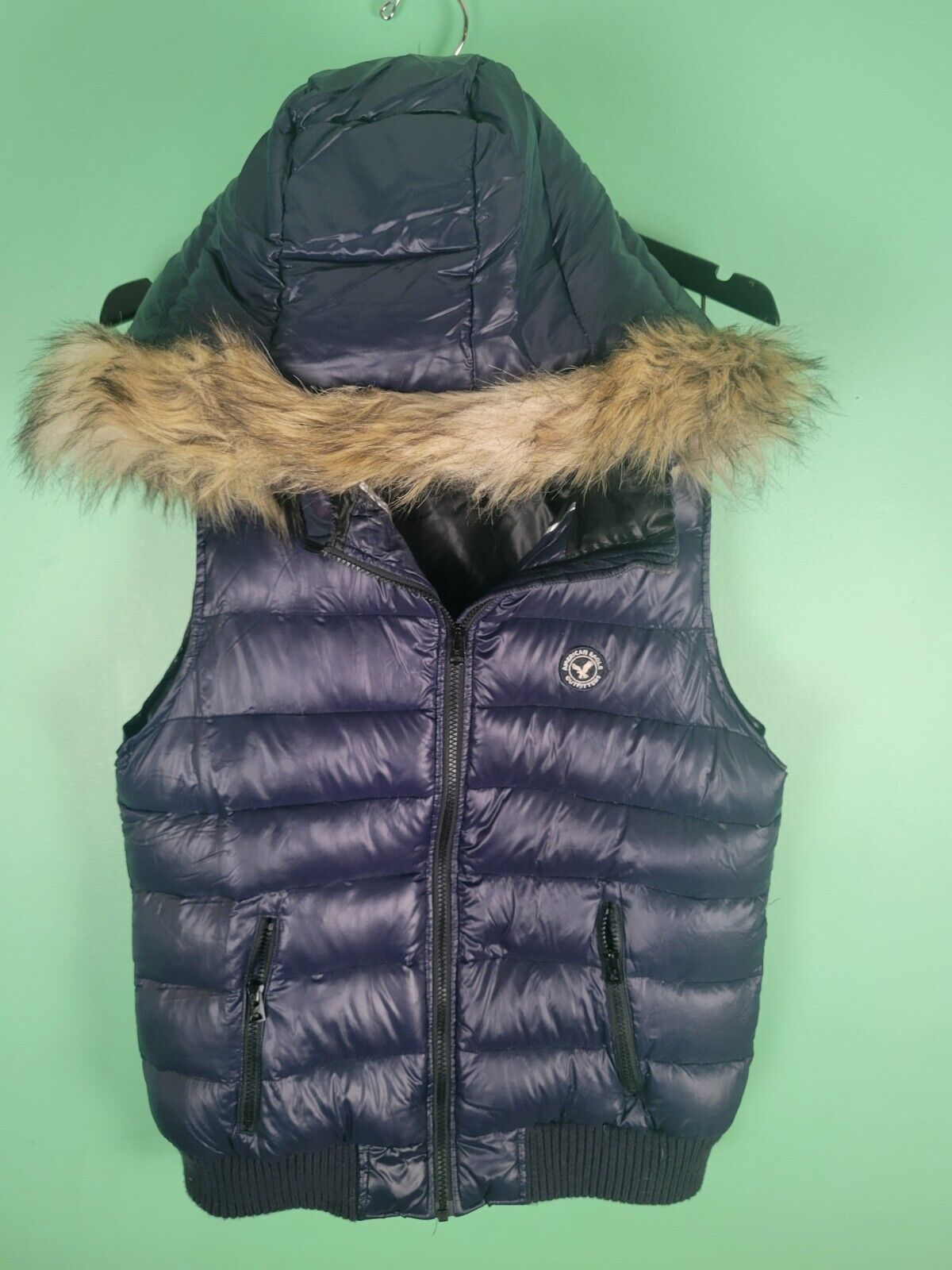 American Eagle Outfitters Women’s Puffer Vest - Navy Blue - Size L - Pre-owned