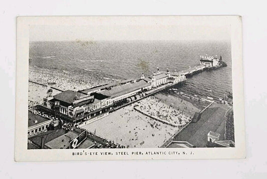 Vintage 1936 ATLANTIC CITY, New Jersey Postcard Steel Pier / Aerial View