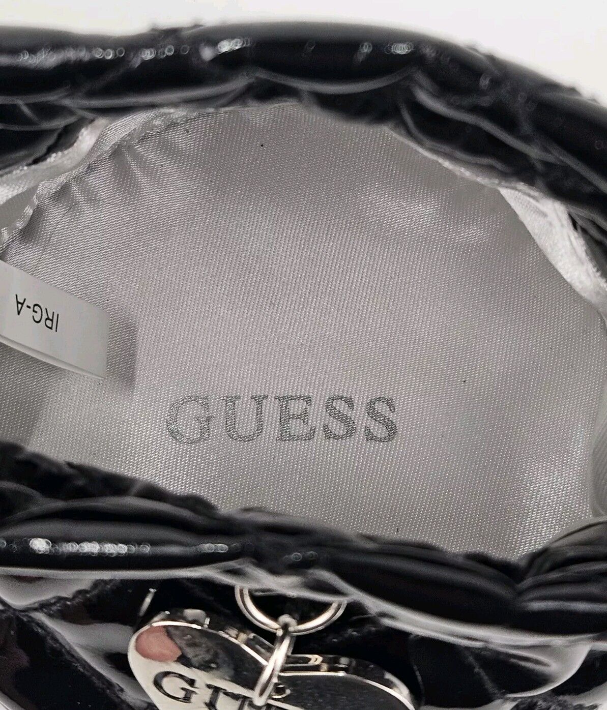 Guess vintage black cosmetic pouch travel bag with metal heart logo