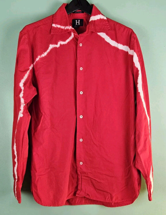 Tommy Hilfiger 80s 2ply Long Sleeve Mens Shirt Red Button-down Medium