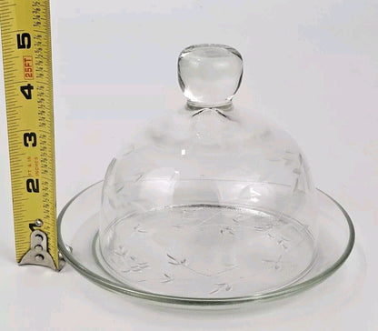 Crystal Etch Cut Butter Dish Princess House Dome Cover Dish