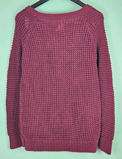 American Eagle Sweater Womens Cable Knit Long Sleeve Pullover Purple Size Medium