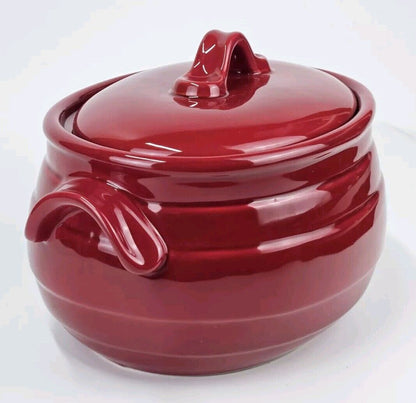 Celebrating Home Stoneware Collection Cranberry 4 qt. Bean Pot or Casserole Dish