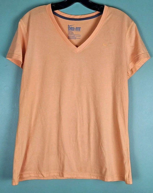 Nike Dri-Fit Orange Short Sleeve V-Neck Athletic Top Women's Size Large