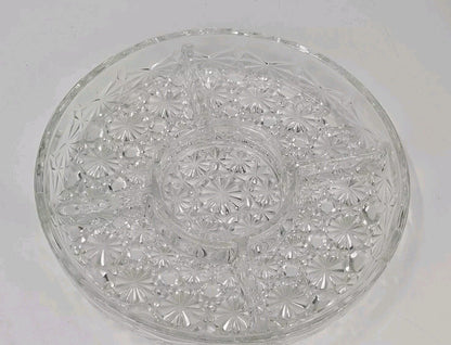 BEAUTIFUL 5 PART RELISH SERVING DISH DAISY & BUTTON CLEAR BY INDIANA GLASS