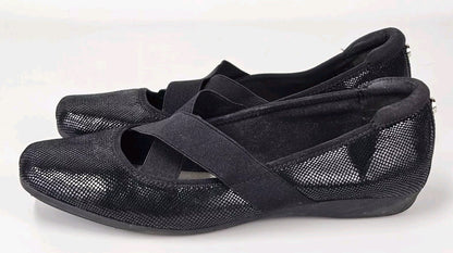 AK Sport Anne Klein Women's Wedge Shoes Black Patent Accent Size 10 M