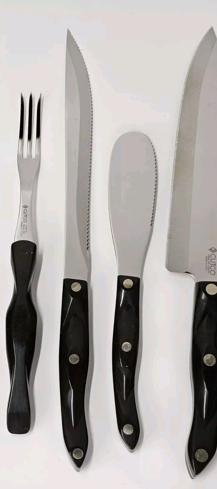 10 piece Black Handled Cutco Knife Set With Wooden Cutco Block