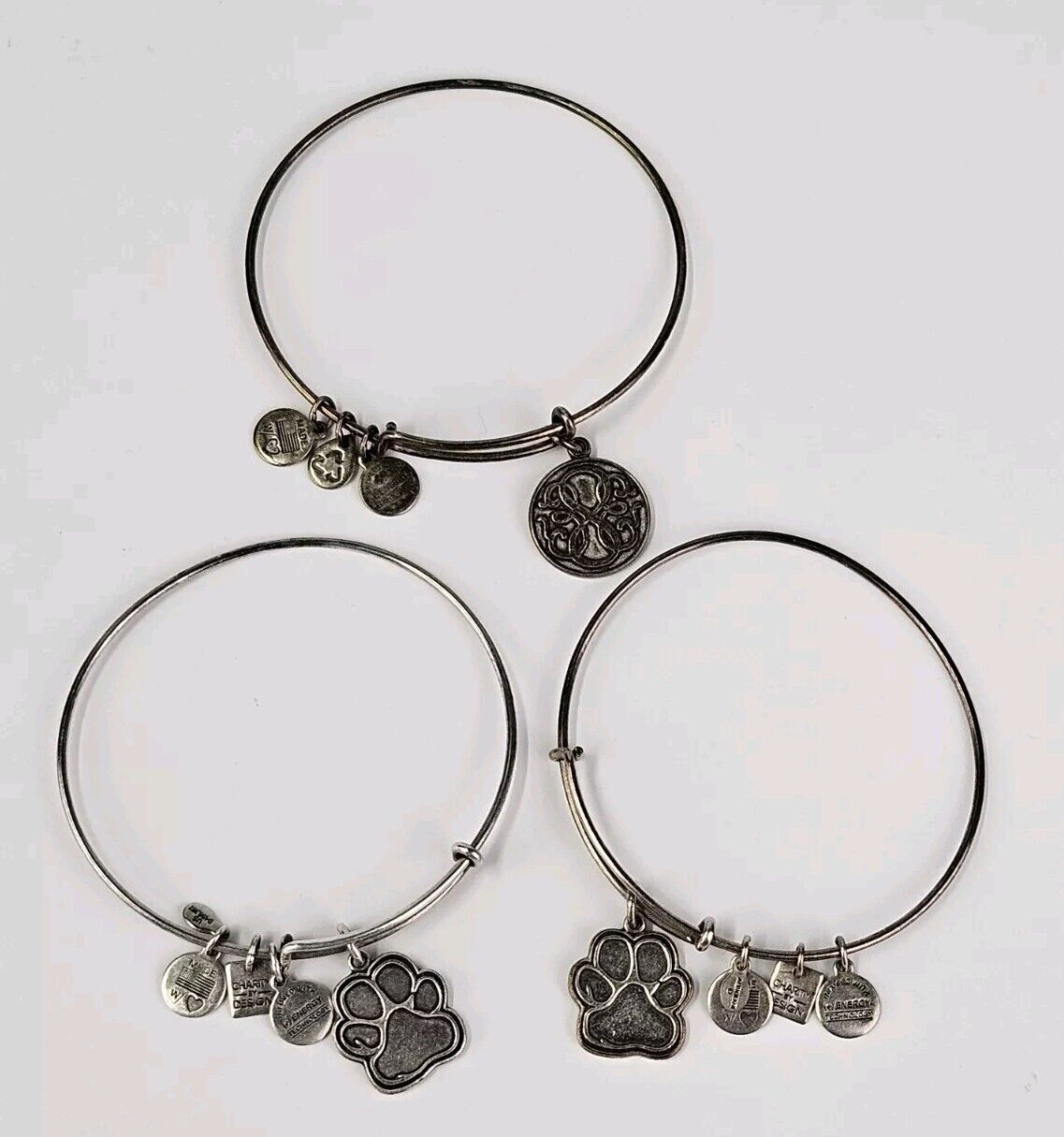 Alex and Ani Lotus Peace Petals Charm Bracelet Silver Tone Lot