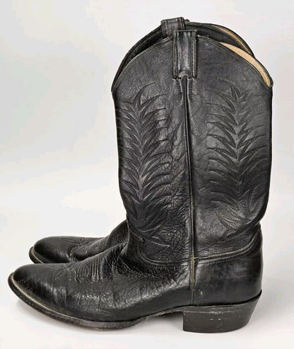 Justin Boots Mens 13 D Black Leather Classic Cowboy Western 1308