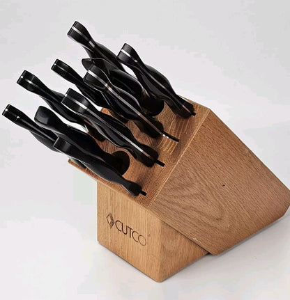 10 piece Black Handled Cutco Knife Set With Wooden Cutco Block