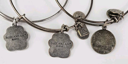 Alex and Ani Lotus Peace Petals Charm Bracelet Silver Tone Lot