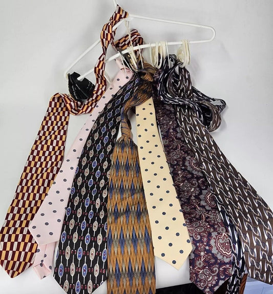 Lot Of 8 VTG Barini Halston Adolfo Neck Ties Paisley Silk Hand Made In USA