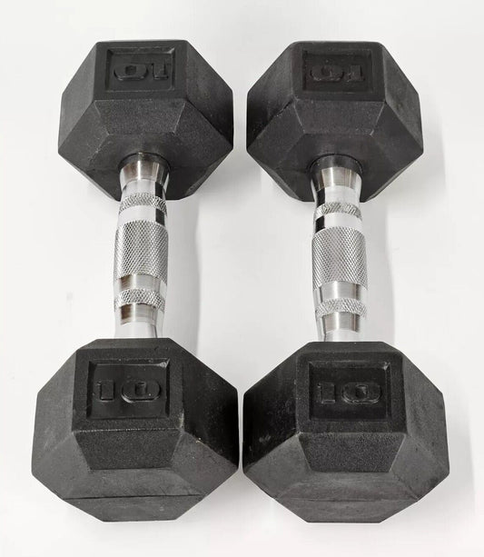 10 LB Pair Rubber Coated Barbell Hex 20 Lb Total