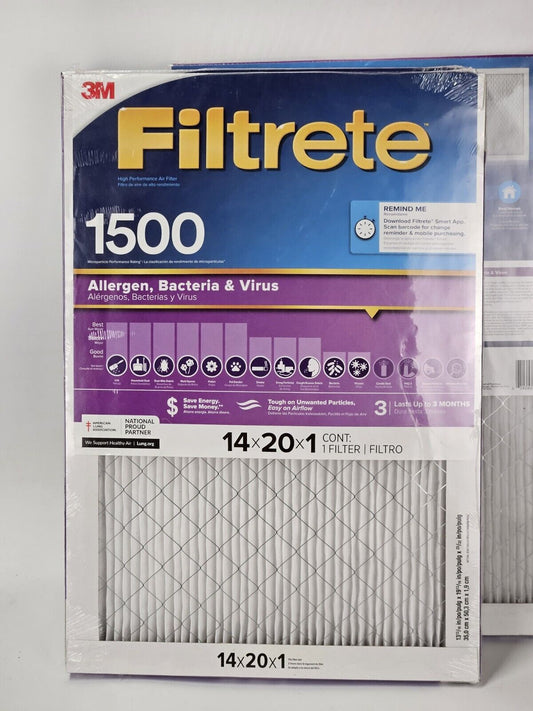 3M Filtrete  14x20x1 MPR 1500 Advanced Allergen *(LOT OF 3)*