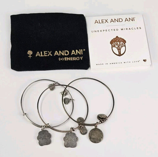 Alex and Ani Lotus Peace Petals Charm Bracelet Silver Tone Lot