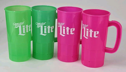 4 Vintage Miller Lite Plastic Beer Mugs