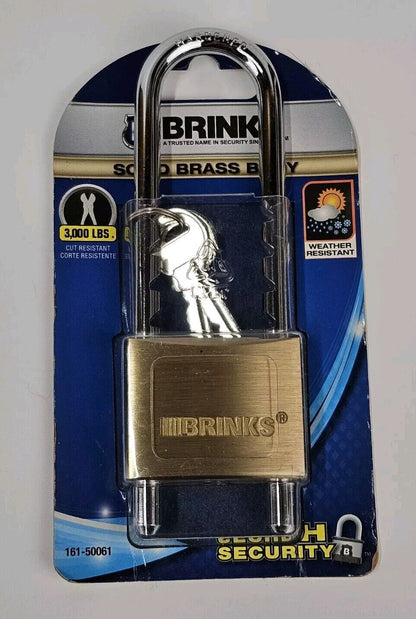 Brink's Heavy Duty 2” 50mm Brass Adjustable Padlock 161-50061, Packaging Varies