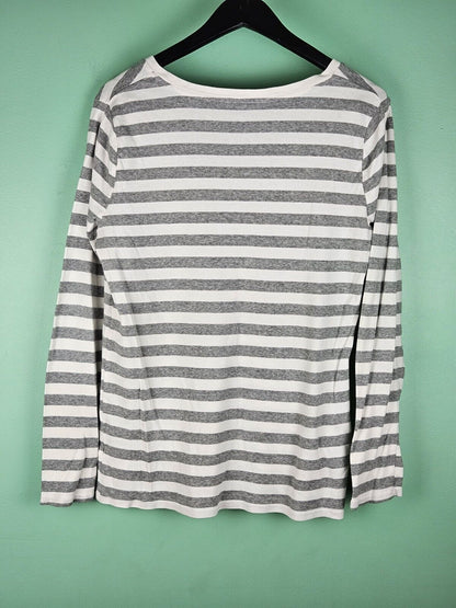 Merona Women's Black White Striped T Shirt Long Sleeve XXL Ultimate Tee V Neck