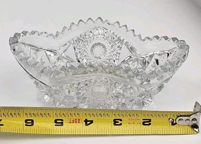 Vintage Imperial Nucut Candy Nut Cut Glass Bowl Saw Tooth