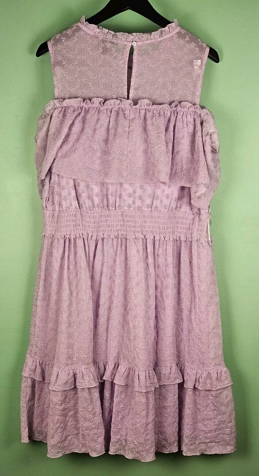 Lane Bryant Lilac Purple Eyelet Ruffle Dress size 16 mini open cold shoulder