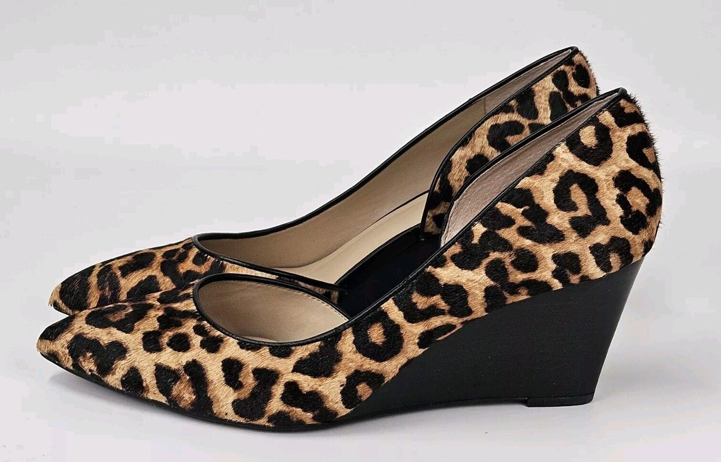 Franco Sarto Felice 2 Wedge Pumps Size 10 Leather Animal Leopard Print