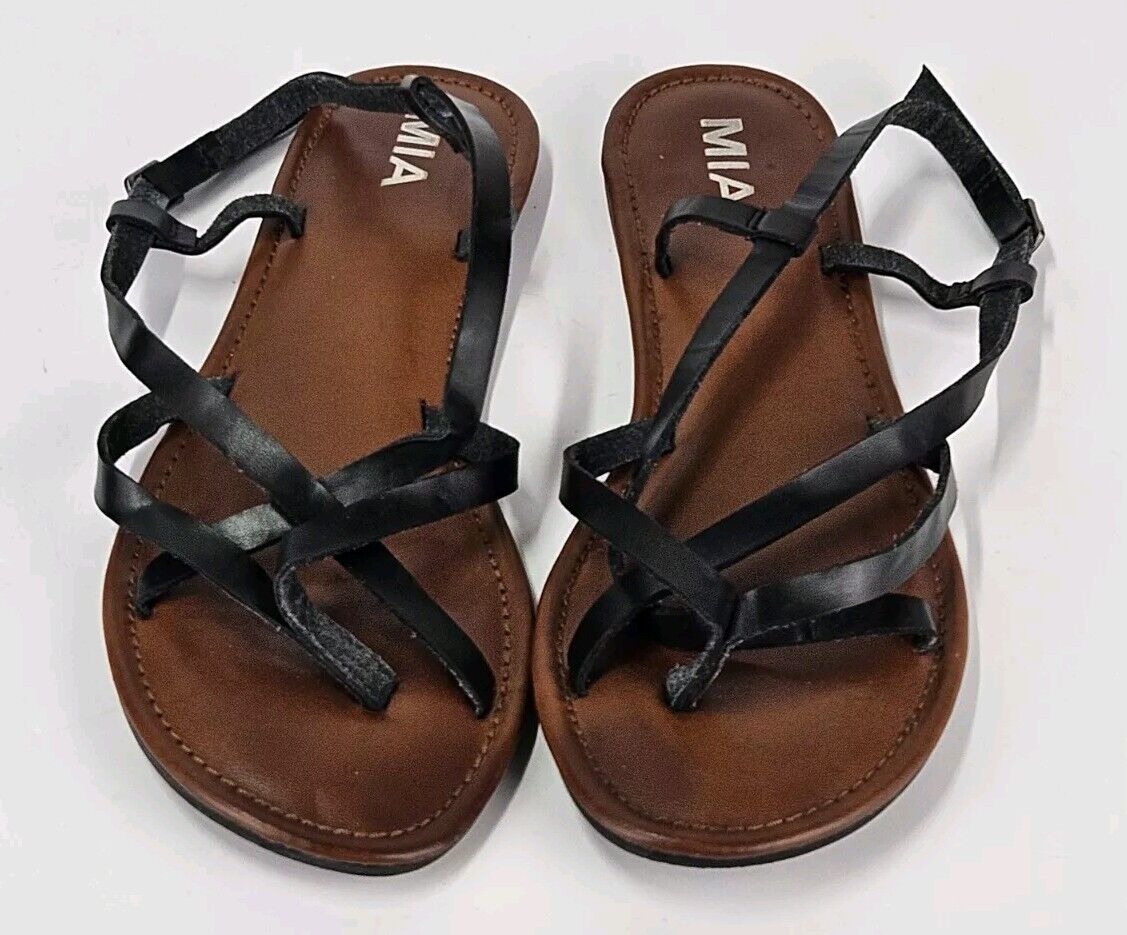 MIA Womens Brown Strap Sandals Size 9.5