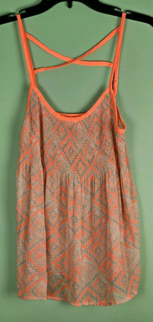 Womens Small Sheer Tank Tops Vera Wang Princess Neon Orange