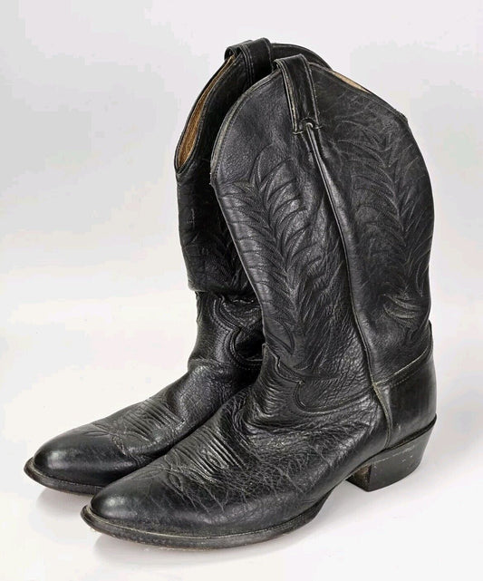 Justin Boots Mens 13 D Black Leather Classic Cowboy Western 1308