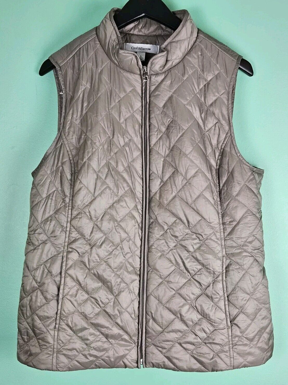 Croft & Barrow Woman’s Quilted Brown Vest Jacket Large