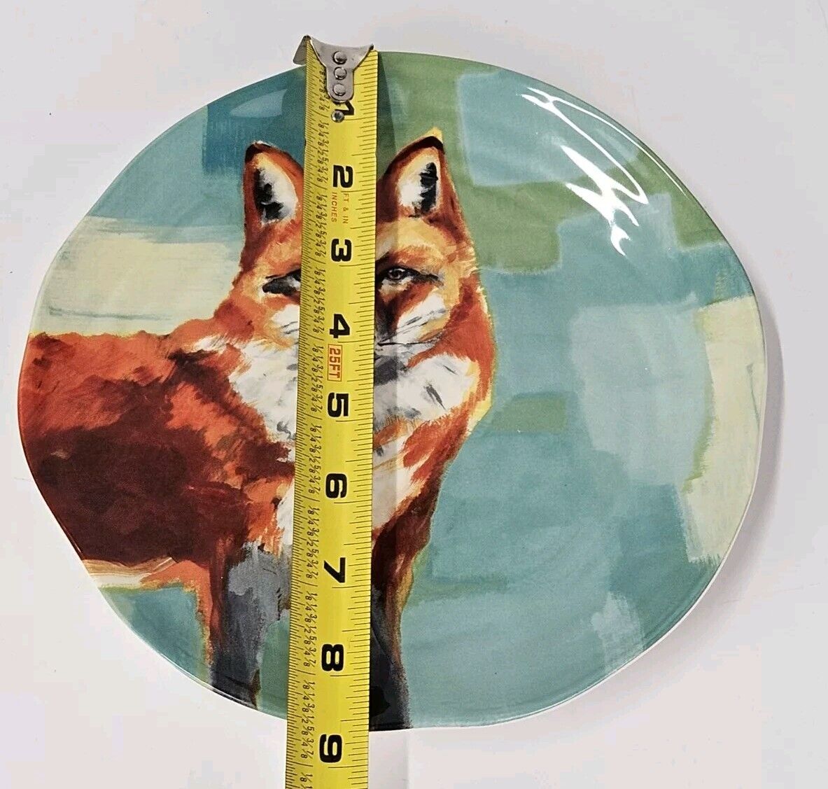 Anthropologie Fox Dessert Plate 8.5” Lauren C Walcott Red Fox Turquoise