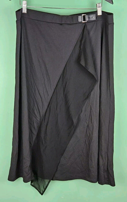 Dkny Asymmetrical Black Midi Length Skirt Size XL