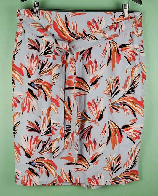 Lane Bryant Womens Blue Floral Tie Waist Straight Pencil Skirt Size 18