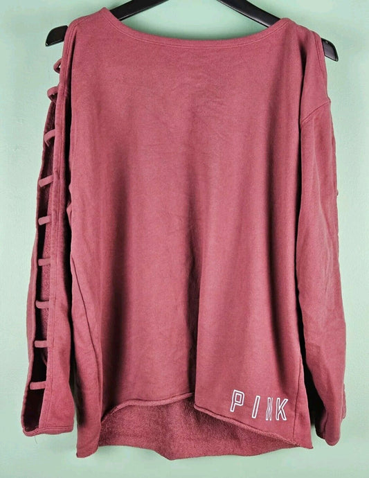 Victoria's Secret Pink Women's Sz Medium Pink Open Arms Long Sleeve Sweatshirt