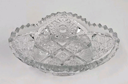 Vintage Imperial Nucut Candy Nut Cut Glass Bowl Saw Tooth