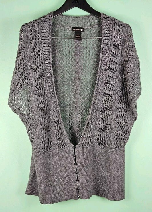 LANE BRYANT Women’s Cardigan Sweater 18/20 Gray Classic Style Long Sleeveless