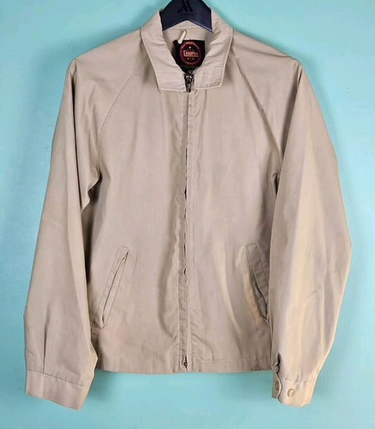 Vintage Campus Jacket Adult MEDIUM Beige Windbreaker Zip Made In USA Lightweight