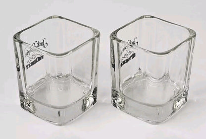 JACK DANIELS OLD No7 BRAND Square Whiskey Tumblers Glasses Embossed Set Of  2