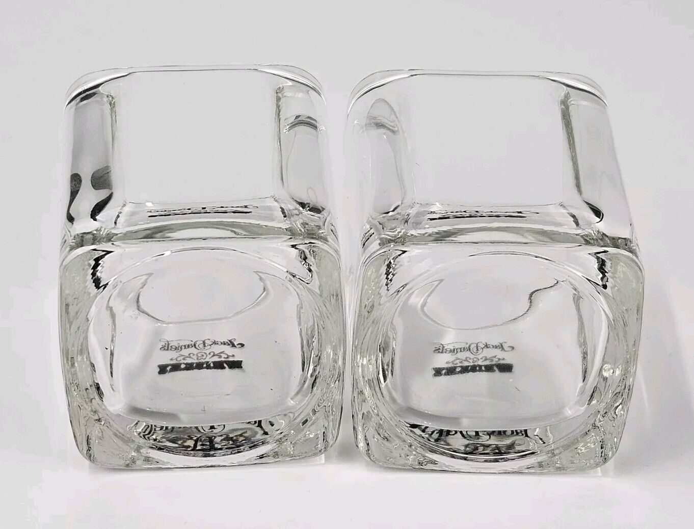 JACK DANIELS OLD No7 BRAND Square Whiskey Tumblers Glasses Embossed Set Of  2