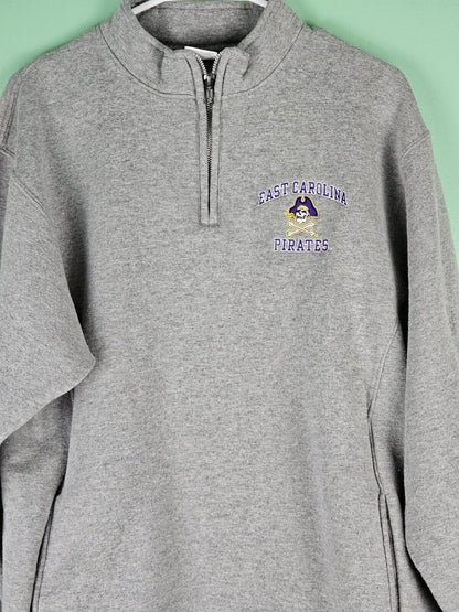 East Carolina University - ECU Pirates Russell Sweatshirt Sz Medium Gray 1/4 Zip