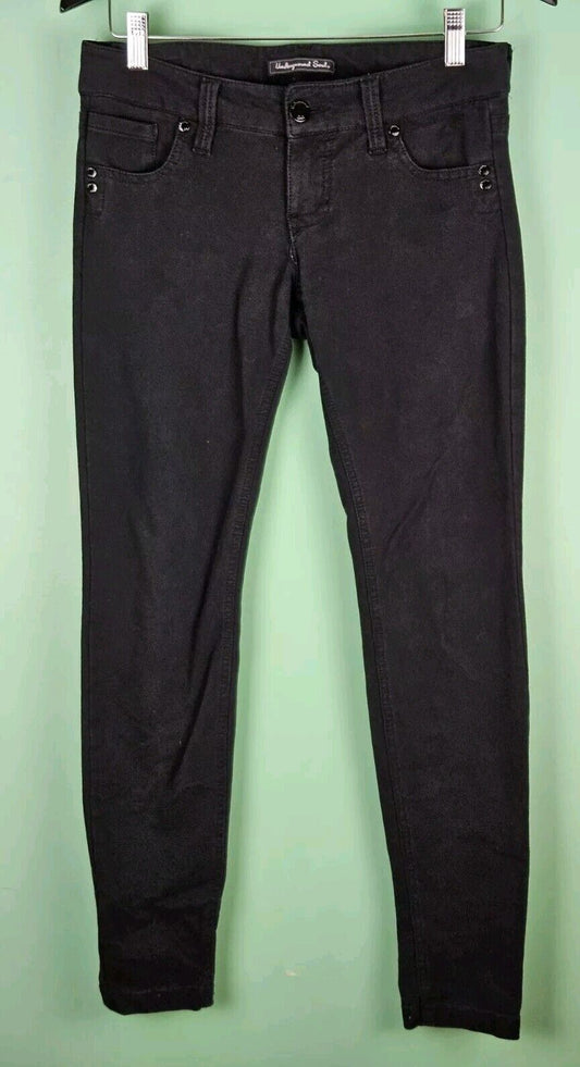 Underground Soul Womens Skinny Jeans Size 7 Black Stretch Mid Rise