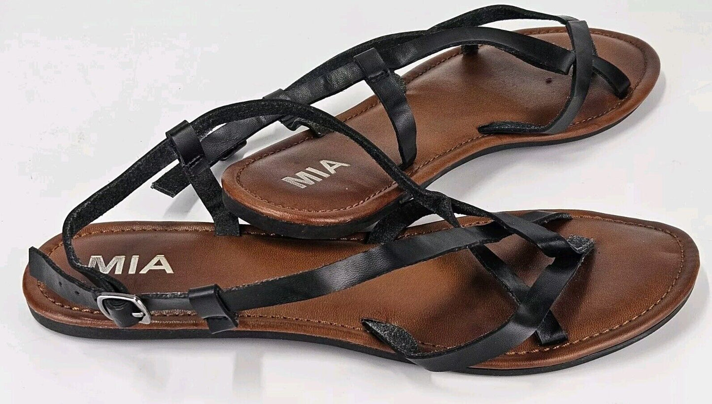 MIA Womens Brown Strap Sandals Size 9.5