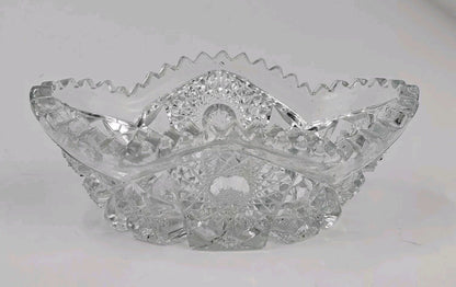 Vintage Imperial Nucut Candy Nut Cut Glass Bowl Saw Tooth