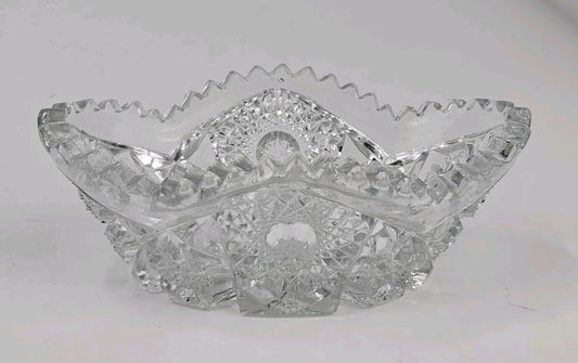 Vintage Imperial Nucut Candy Nut Cut Glass Bowl Saw Tooth