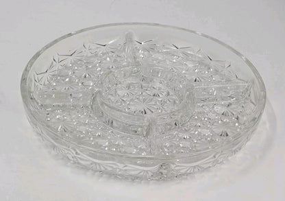 BEAUTIFUL 5 PART RELISH SERVING DISH DAISY & BUTTON CLEAR BY INDIANA GLASS