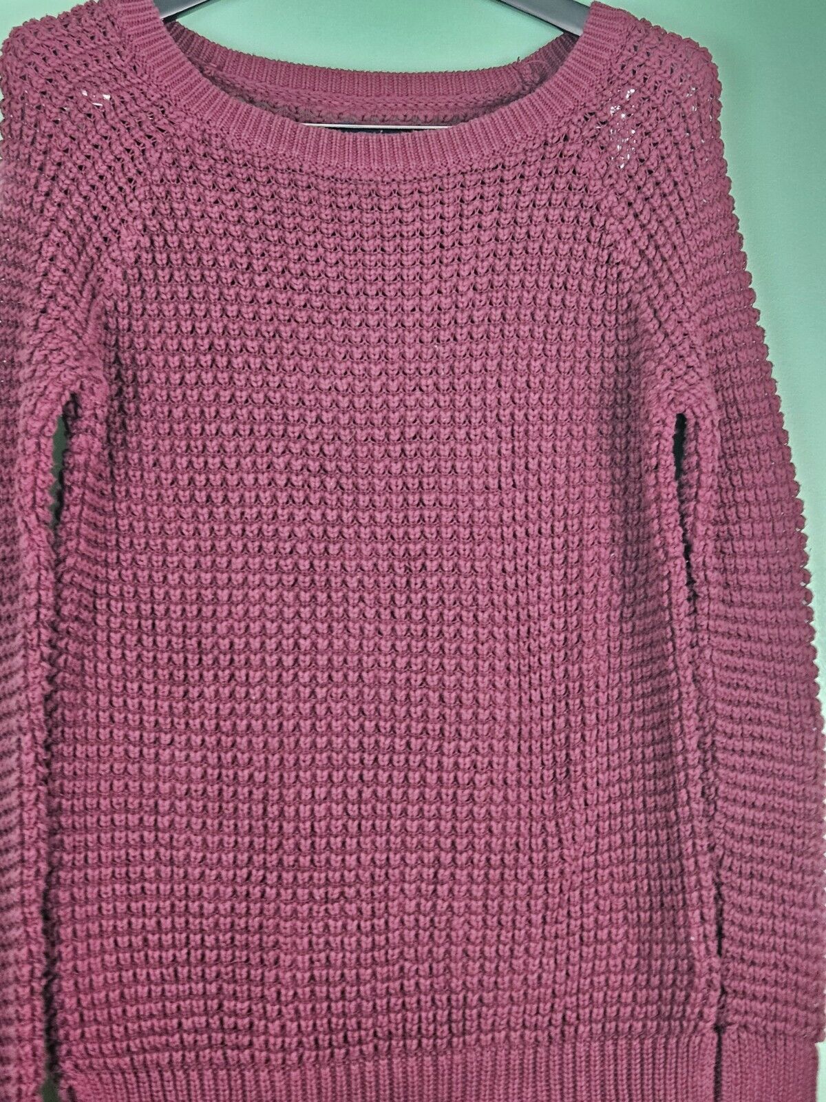 American Eagle Sweater Womens Cable Knit Long Sleeve Pullover Purple Size Medium