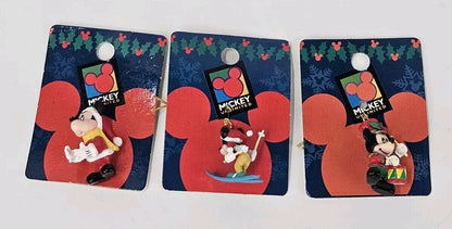 Disney Enesco Mickey Minnie Mouse Christmas Ornament Charm Set Of 3 NIP 1 1/2"