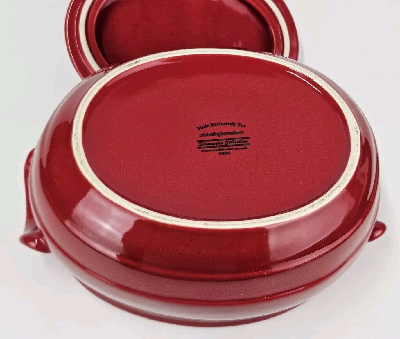 Celebrating Home Stoneware Collection Cranberry 4 qt. Bean Pot or Casserole Dish